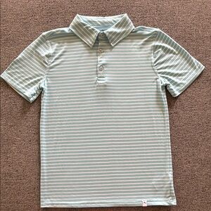 Tommy Bahama Blue and White Striped Polo Shirt